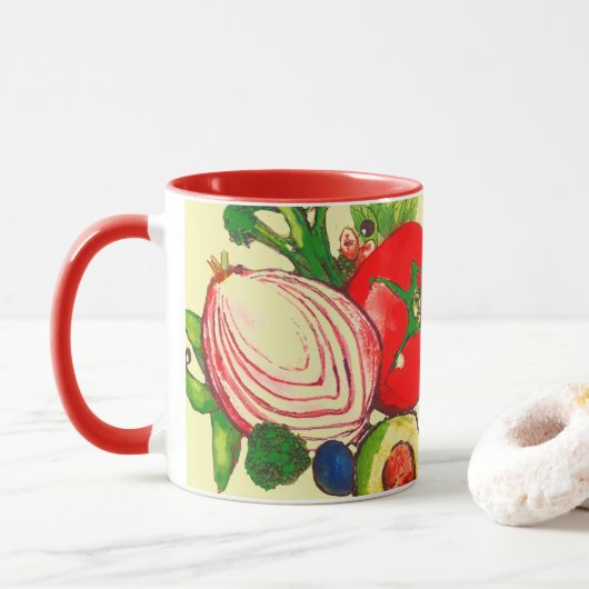Gemüse-Kunst in hellen Farben  Tasse (Mit Donut)