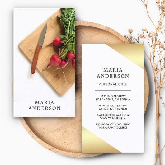 Gemüse Messer Schneidebrett Catering Koch Visitenkarte