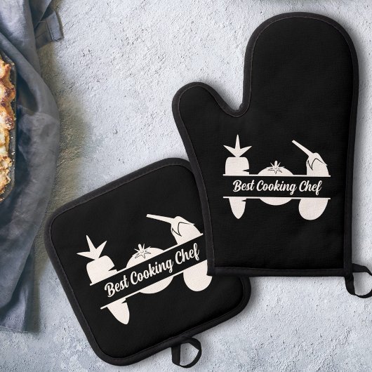 Gemüse-Monogramm Ofenhandschuh & Topflappen-Set