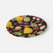 Gemüse-Muster Pappteller (Schrägansicht)