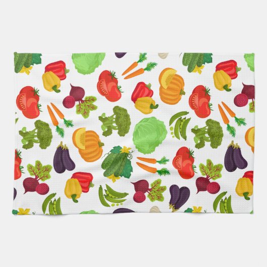 Gemüse Nahtloses Veganes Muster Geschirrtuch (Horizontal)