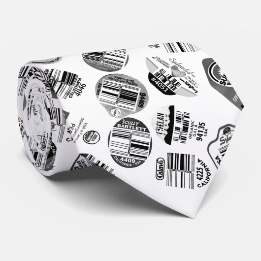 Gemüse Obst Barcode Aufkleber Schwarz-weiß Krawatte (Gerollt)