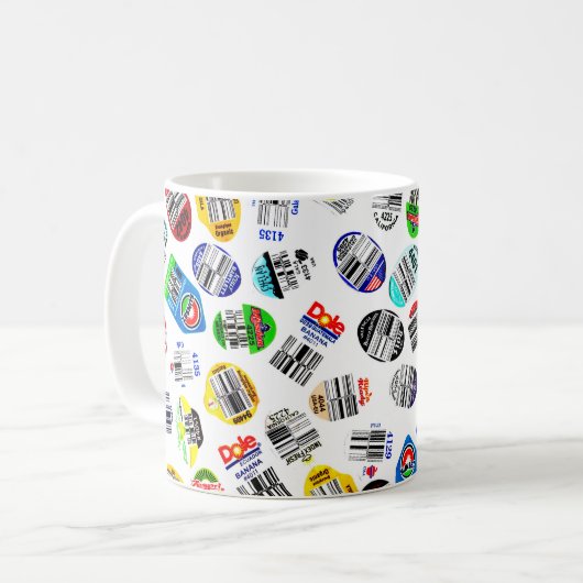 Gemüse Obst Strichcode Sticker Muster Kaffeetasse (Vorderseite Links)