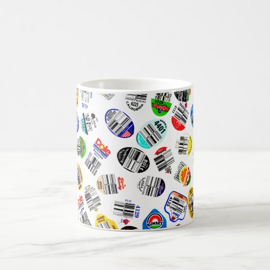 Gemüse Obst Strichcode Sticker Muster Kaffeetasse (Mittel)