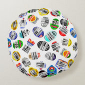 Gemüse Obst Strichcode Sticker Muster Rundes Kissen (Rückseite)
