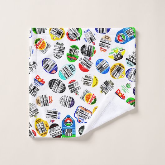 Gemüse Obst Strichcode Sticker Muster Waschlappen (Waschlappen)