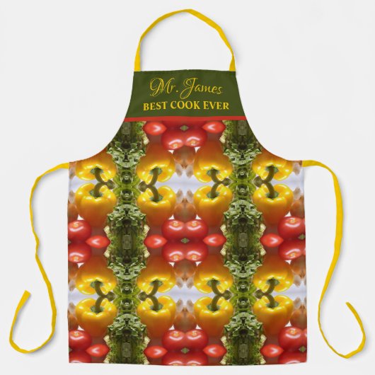 Gemüse Paprikaschoten Bester Koch je Name Funny hi Schürze (Vorderseite)