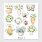 Gemüse Pflanze Schmetterlinge Bienen Little Sprout Aufkleber (Blatt)