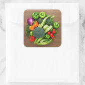 Gemüse Quadratischer Aufkleber (Tasche)