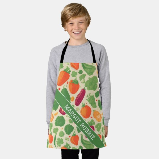 Gemüse Retro farbiges Personalisiertes Muster Schürze (Getragen)