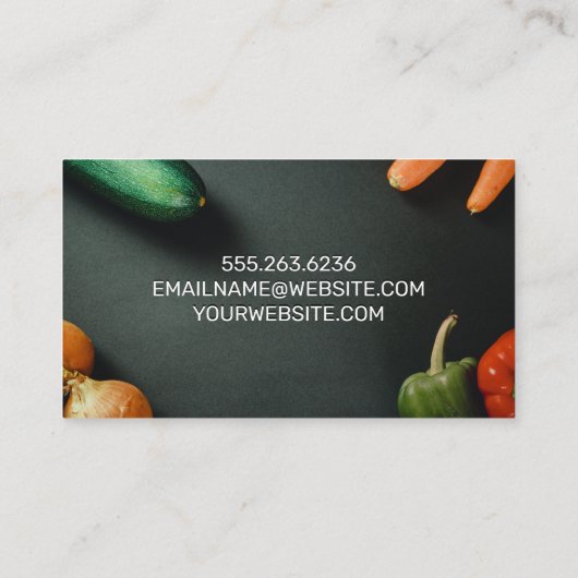 Gemüse | Schwarzer Hintergrund Visitenkarte (Rückseite)