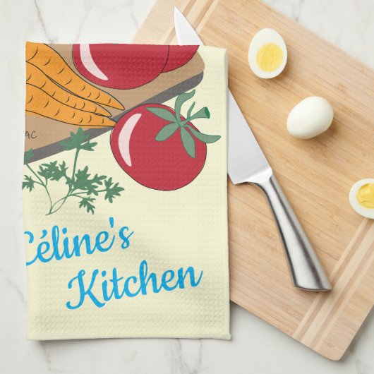 Gemüse Souvenirküche Handtuch mit Name (Viertel Falte)