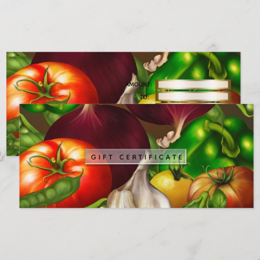 Gemüse und Bio Lebensmittel-Geschenkgutscheine (Vorne/Hinten)