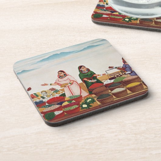 Gemüse-und Gewürz-Markt bei Benares, c.1840 (gou Getränkeuntersetzer (Linke Seite)