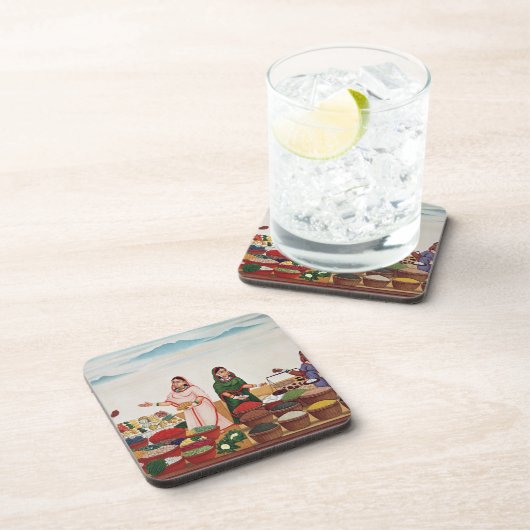 Gemüse-und Gewürz-Markt bei Benares, c.1840 (gou Getränkeuntersetzer (Rechte Seite)