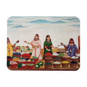 Gemüse-und Gewürz-Markt bei Benares, c.1840 (gou Magnet