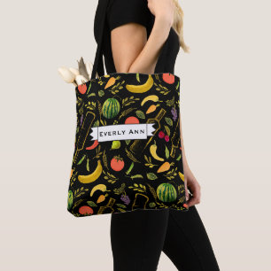 Gemüse und goldene Flaschen Foodie Hipster Muster Tasche