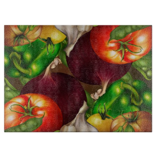 Gemüse und Kräuter Bio Naturfrische Lebensmittel Schneidebrett (Vorderseite)