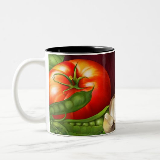 Gemüse und Kräuter Bio Naturfrische Lebensmittel Zweifarbige Tasse (Links)