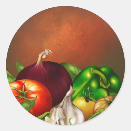 Gemüse und Kräuter Bio Naturvegetation Lebensmitte Runder Aufkleber (Vorderseite)