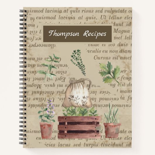 Gemüse und Kräuter rustikale, elegante Familienrez Notizblock (Vorderseite)