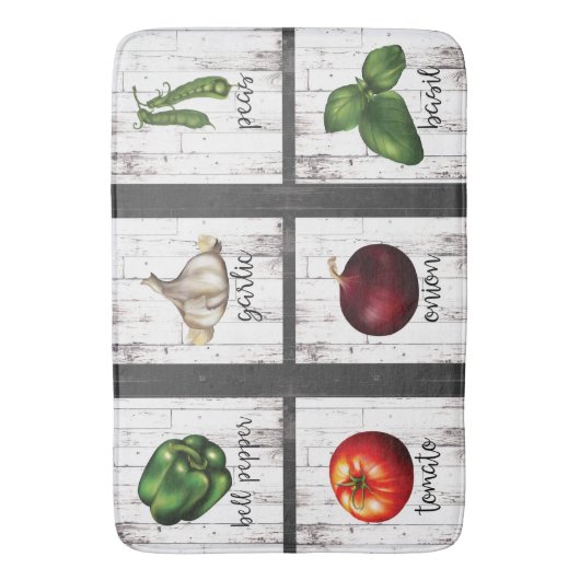Gemüse und Kräuter Rustikale Moderne Bauernhof Badematte (Vorderseite Vertikal)
