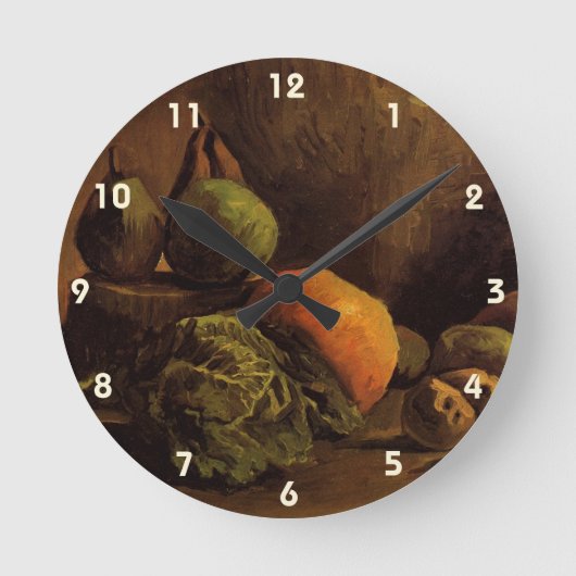 Gemüse und Obst von Vincent van Gogh Runde Wanduhr (Vorderseite)