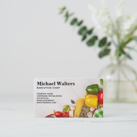 Gemüse und Teigwaren Visitenkarte (Stehend Vorderseite)