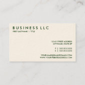 Gemüse. Visitenkarte (Rückseite)