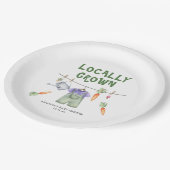 Gemüseanbau Aquarell Babydusche Pappteller (Schrägansicht)