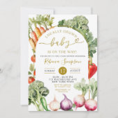 Gemüsebauernmarkt Babydusche Einladung (Vorderseite)