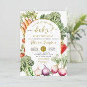 Gemüsebauernmarkt Babydusche Einladung (Stehend Vorderseite)