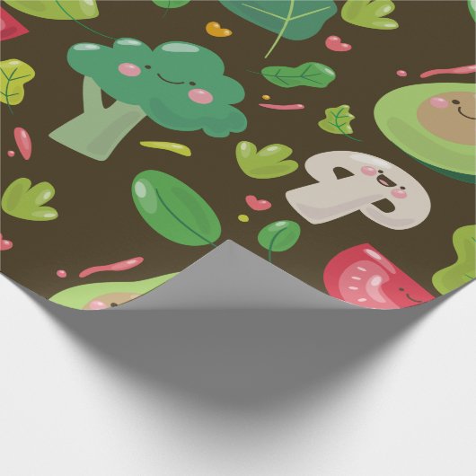 Gemüsecharaktermuster des veganen niedlichen geschenkpapier (Ecke)