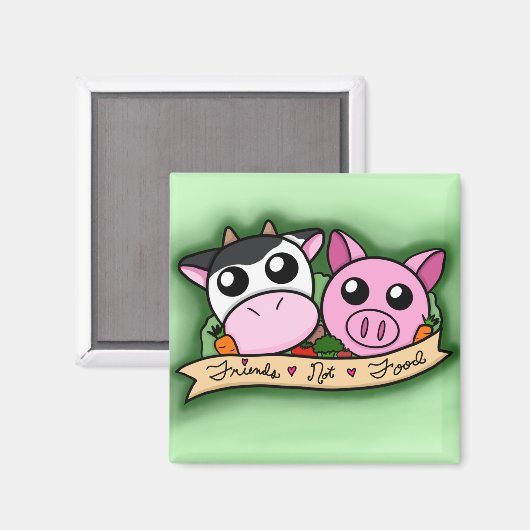 Gemüsegarantie/Vegane Freunde-nicht-Lebensmittel-M Magnet (Vorderseite/Rückseite)