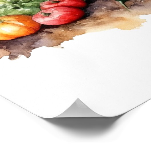 Gemüsegarten Aquarell Frische Pasta machen Poster (Ecke)