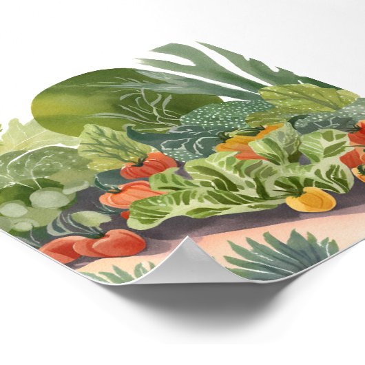 Gemüsegarten | Aquarellmalerei Poster (Ecke)