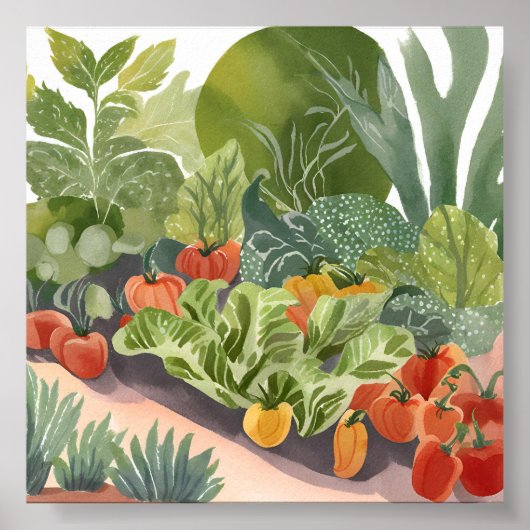 Gemüsegarten | Aquarellmalerei Poster (Vorne)