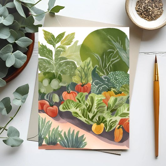 Gemüsegarten | Aquarellmalerei Postkarte