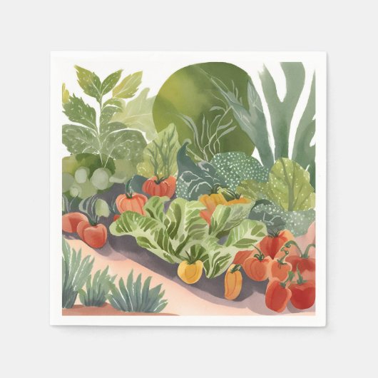 Gemüsegarten | Aquarellmalerei Serviette (Vorderseite)