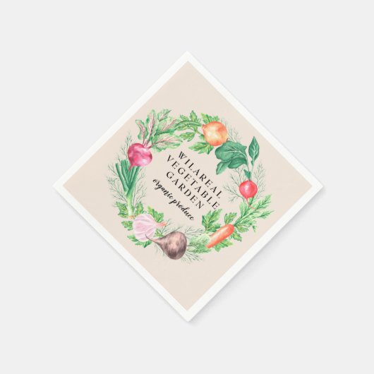 Gemüsegarten Bio Bauernhof Monogram Napkins Serviette (Ecke)