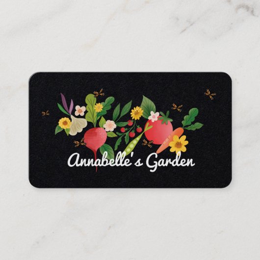 Gemüsegarten Medley & Schmetterlinge Rustikales Sc Visitenkarte (Vorderseite)