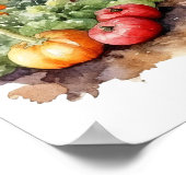 Gemüsegarten mit Zaun Aquarell Poster (Ecke)