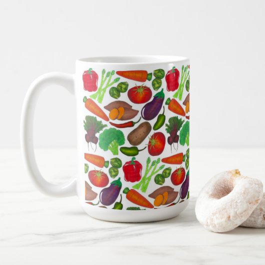 Gemüsegarten produzieren Grünmarktprodukte Kaffeetasse (Mit Donut)
