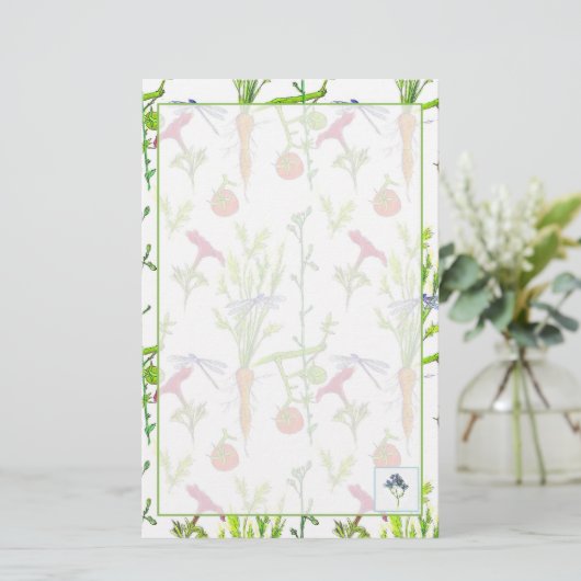 Gemüsegarten Wasserfarbene Karotten Briefpapier (Stehend Vorderseite)