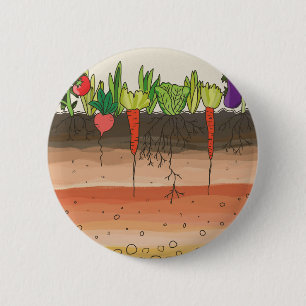 Gemüsegartenbodenerde überlagert Naturkunst Button