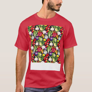 Gemüsegartiges, nahtloses Muster Veggie Leafy Grün T-Shirt