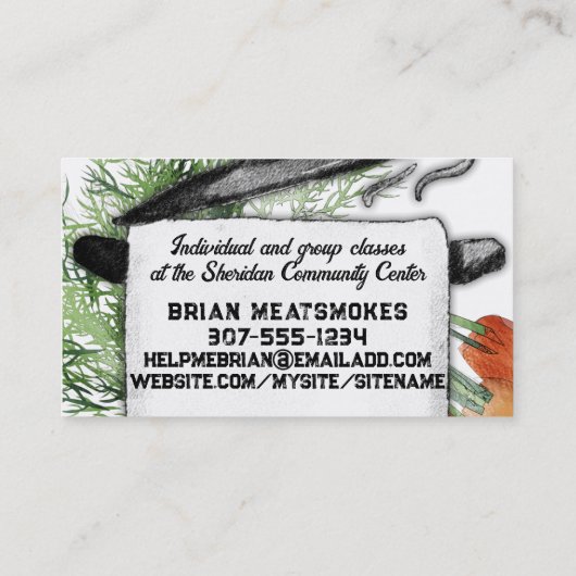 Gemüsegroßkochklasse Koch Catering Visitenkarte (Rückseite)