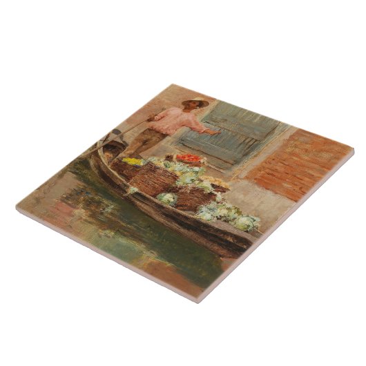 Gemüsehändler in Venedig (von Vincenzo Caprile) Fliese (Seite)