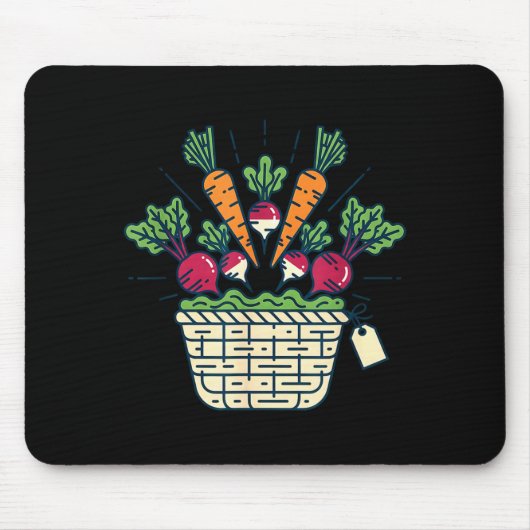 Gemüsekorb vom Bauernmarkt Karotten Rüben Mousepad (Vorne)