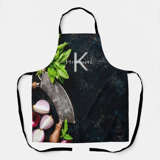 Gemüsekräuter aus Monogramm rustikalem Gemüse Schürze (Vorderseite)